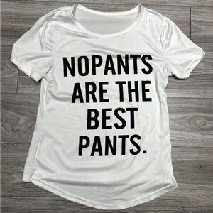 White Graphic T-Shirt with Black Text NWOT